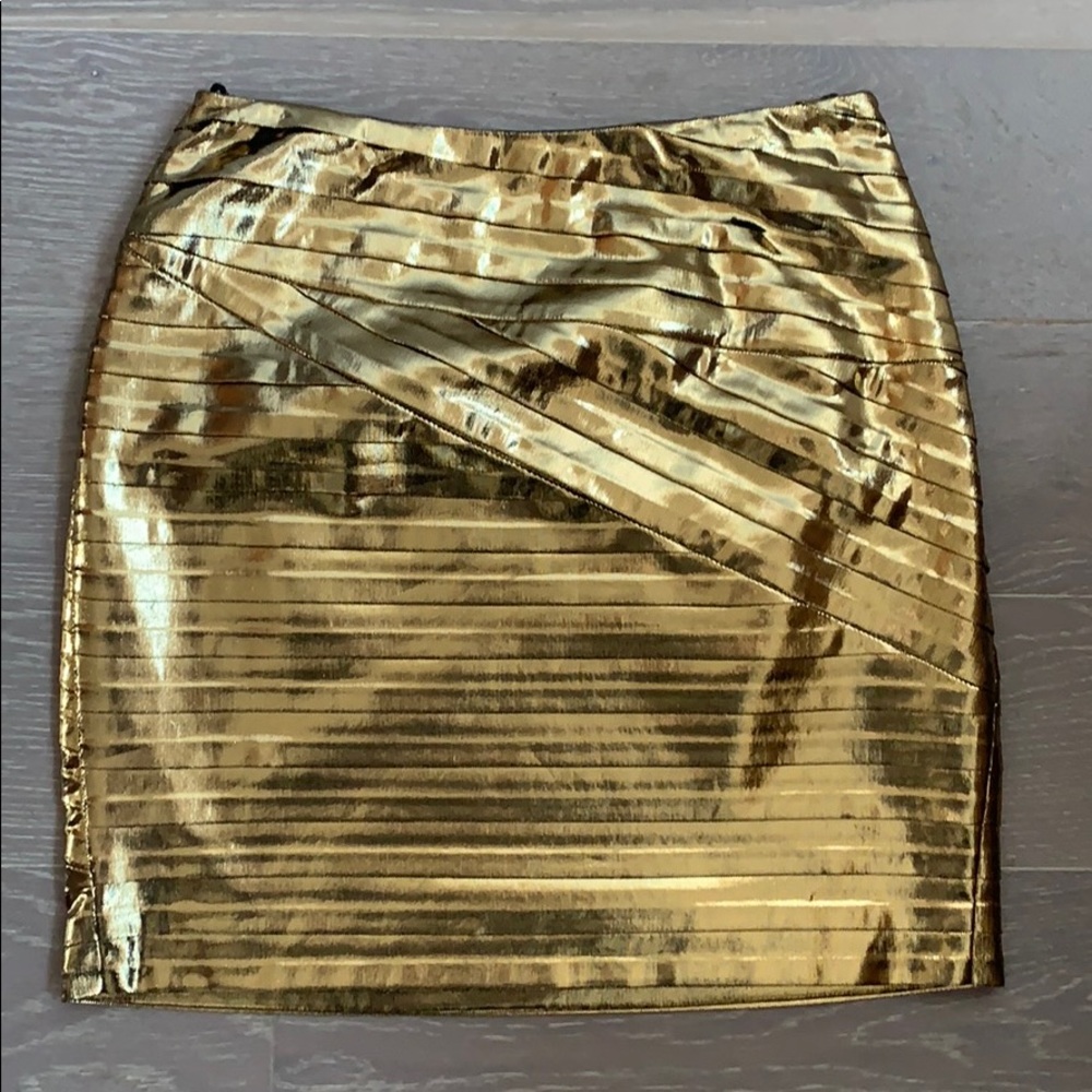 Metallic gold mini skirt